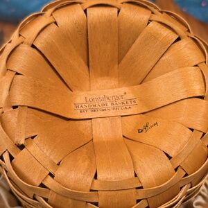 Longaberger Small Fruit Basket Wit Floral Fruit-Print Basket Liner in Cream